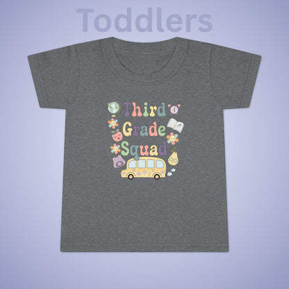 Third Grade Squad Fun Retro Kids Cotton T Shirt Back To School Toddler