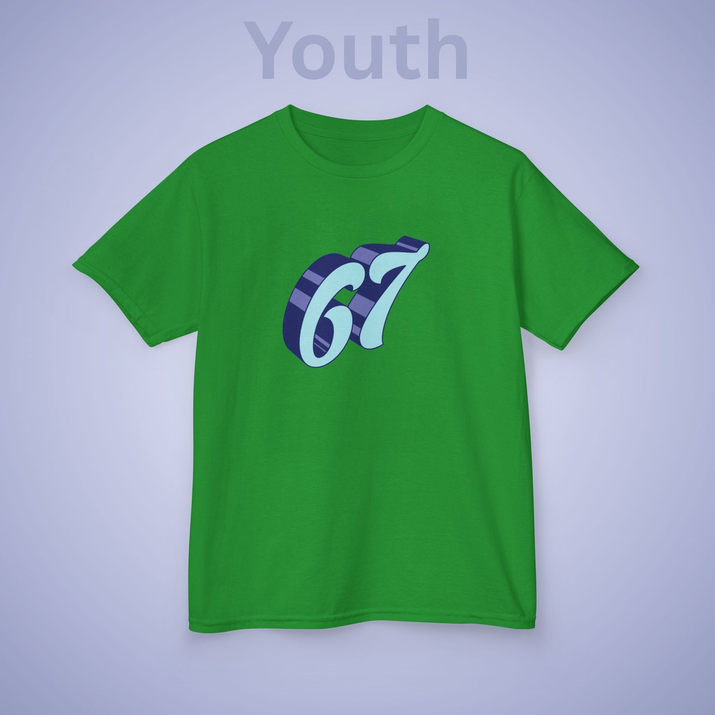 Blue Word Art 67 Tee Fun Trending Kids Cotton T Shirt Six Seven Youth