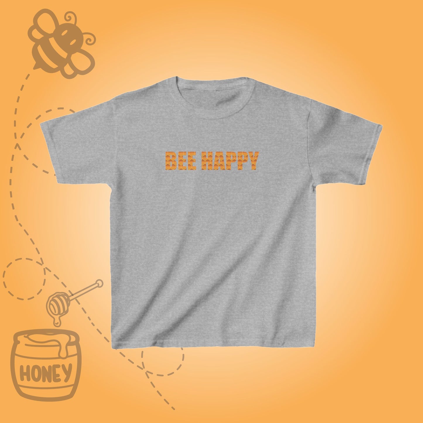 Bee Happy Sweet As Honey  Honeycomb Word Art Design Kids Tshirt