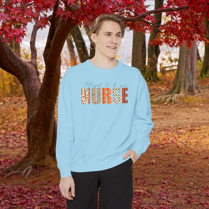 Blessed to be Your Nurse White Thanksgiving Patterned Word Art Comfort Sweatshirt Unisex