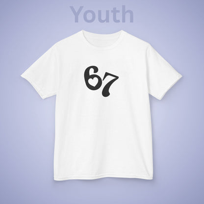 Love Heart 67 Tee Fun Trending Kids Cotton T Shirt Six Seven Youth