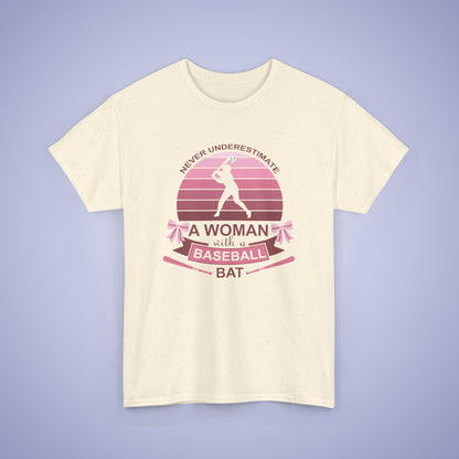 Don't Under Estimate a Women with a Baseball Bat Coquette Bow Pink Funny Unisex T Shirt