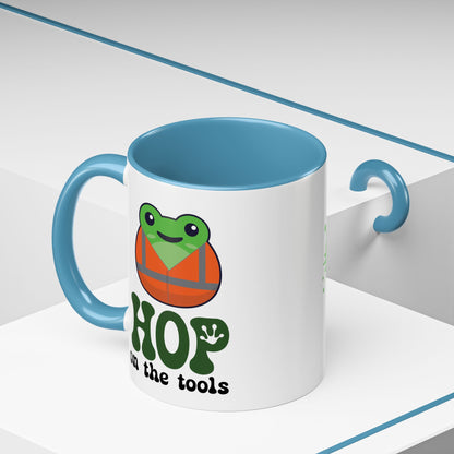 Hop On the Tools Labourer Frog Lover Gift Coffee Mug Ceramic