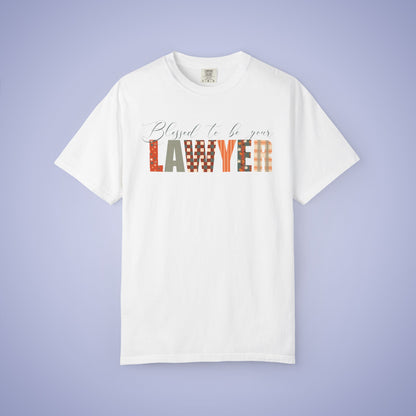 Blessed to be Your Lawyer White Thanksgiving Patterned Word Art Comfort T Shirt Unisex