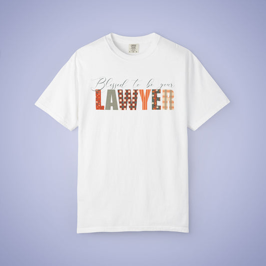 Blessed to be Your Lawyer White Thanksgiving Patterned Word Art Comfort T Shirt Unisex