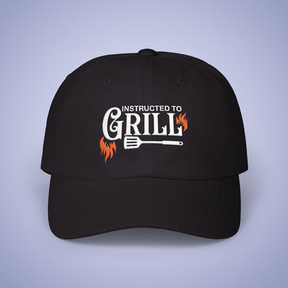 Instructed to Grill Embroidered Classic Dad Cap Unisex White Embroidery Gift