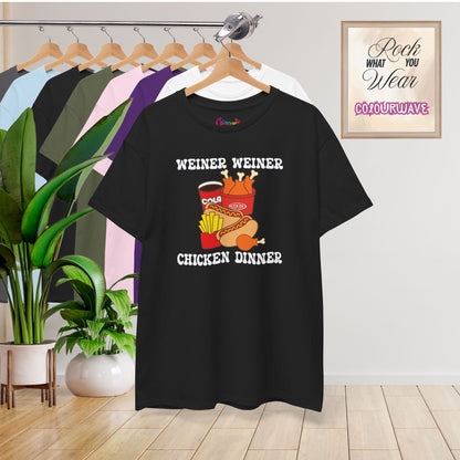 Weiner Weiner Chicken Dinner Funny Hot Dog T-Shirt | Hot Dog Lover Gift White