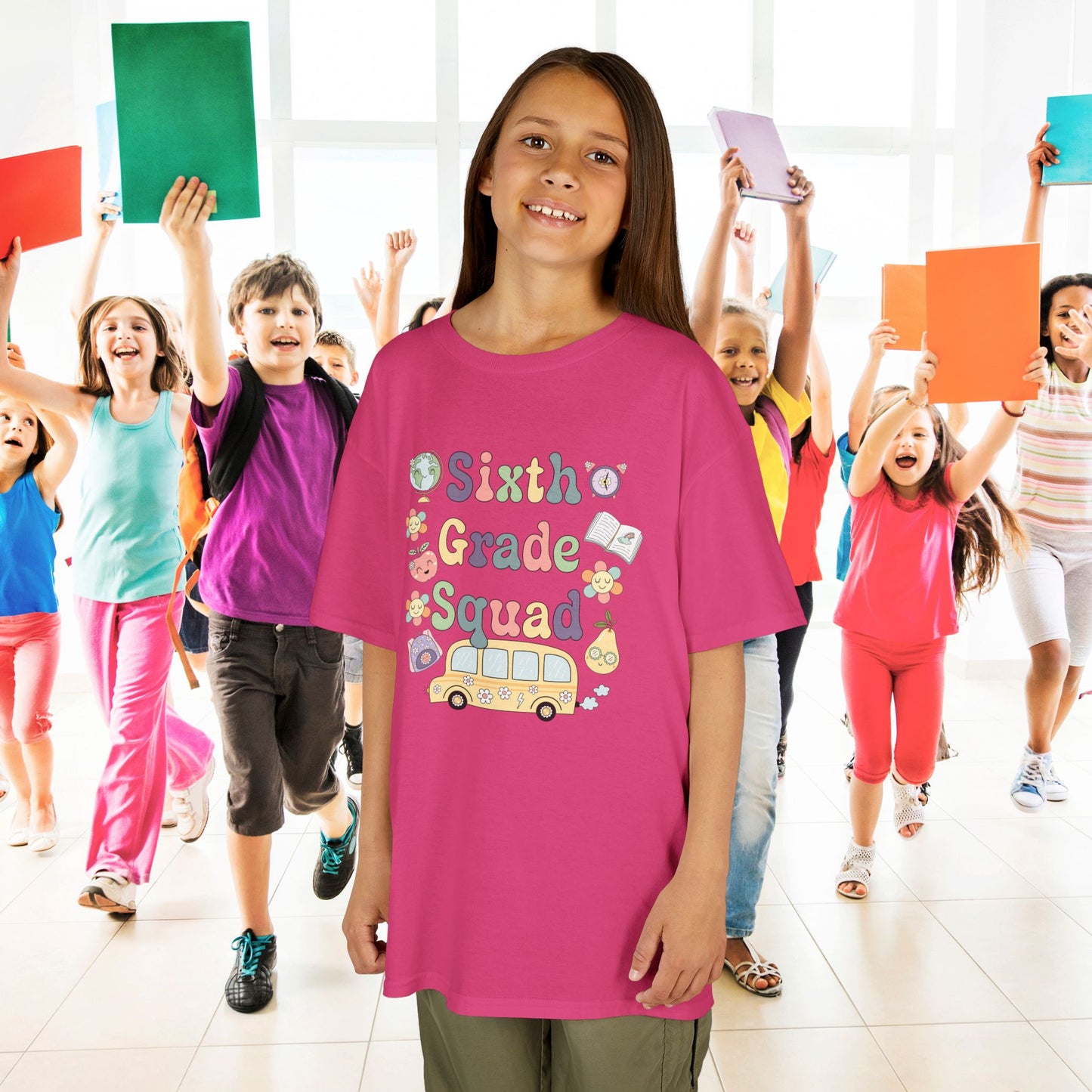 Sixth Grade Squad Fun Retro Kids Cotton T Shirt Back To School Youth