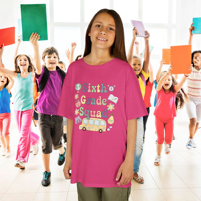 Sixth Grade Squad Fun Retro Kids Cotton T Shirt Back To School Youth