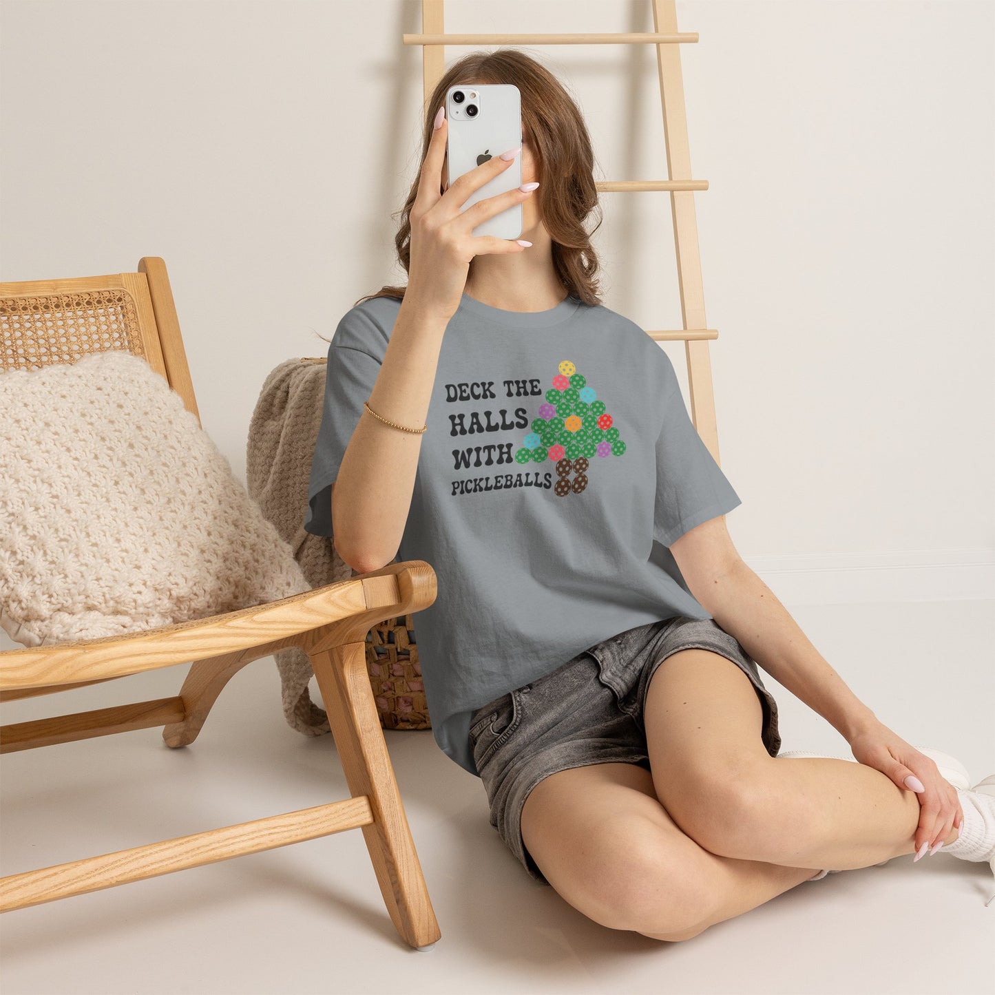 Deck the Halls with Pickleballs Christmas Tee Graphic Design T Shirt