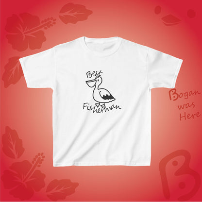 Best Fisherman Cute Pelican Bogan's Design Kids Tshirt