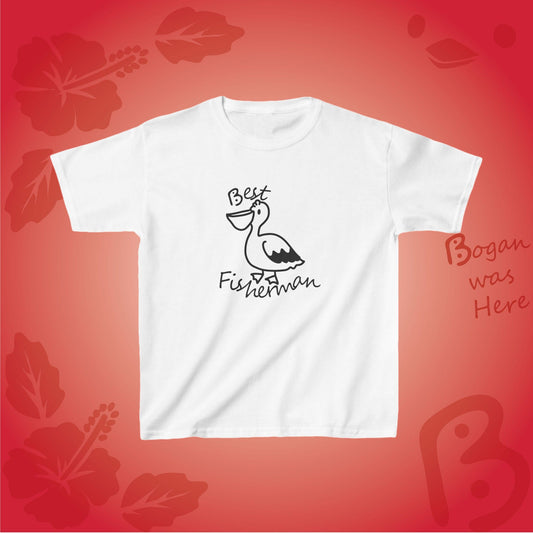 Best Fisherman Cute Pelican Bogan's Design Kids Tshirt