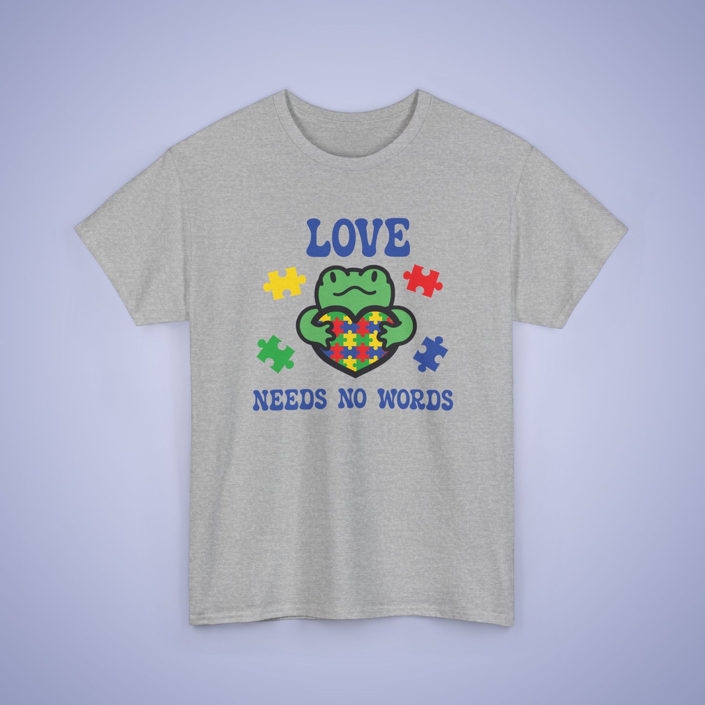 Frog Puzzle Heart Graphic Love Needs No Words Autism Awareness Unisex T Shirt