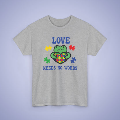 Frog Puzzle Heart Graphic Love Needs No Words Autism Awareness Unisex T Shirt