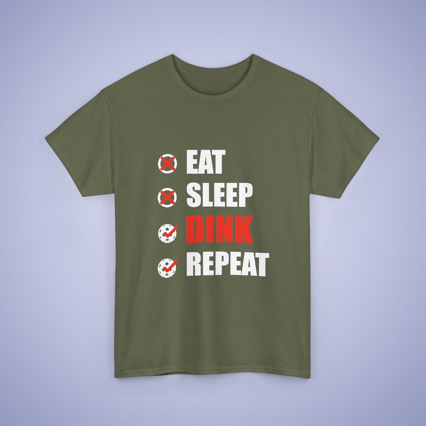 Eat Sleep Dink Repeat Funny Pickleball T Shirt White Text Design