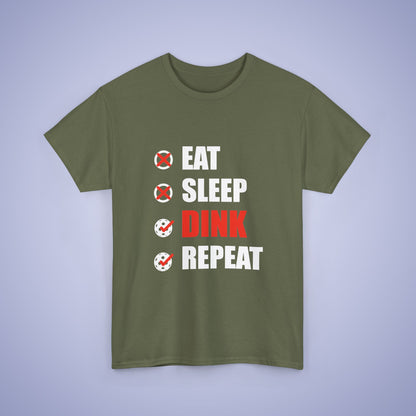 Eat Sleep Dink Repeat Funny Pickleball T Shirt White Text Design