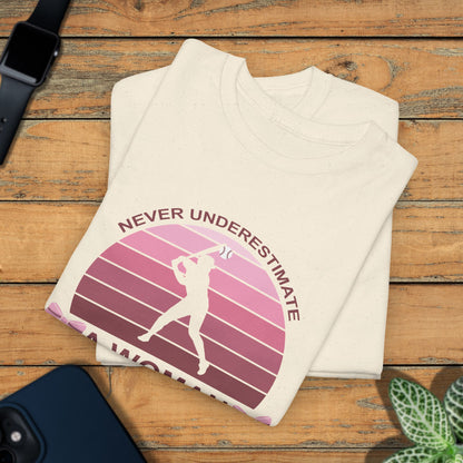 Don't Under Estimate a Women with a Baseball Bat Coquette Bow Pink Funny Unisex T Shirt