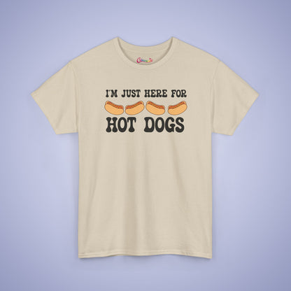 I'm Just Here for the Hot Dogs Funny Hot Dog T-Shirt | Hot Dog Lover Gift Black