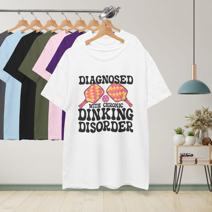 Diagnosed with a Chronic Dinking Disorder Funny Doctor Pickleball T Shirt Black Graphic Design