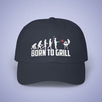Born to Grill Embroidered Classic Dad Cap Unisex White Embroidery Gift