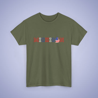 Michigan Map Text Art Proud American Unisex T Shirt