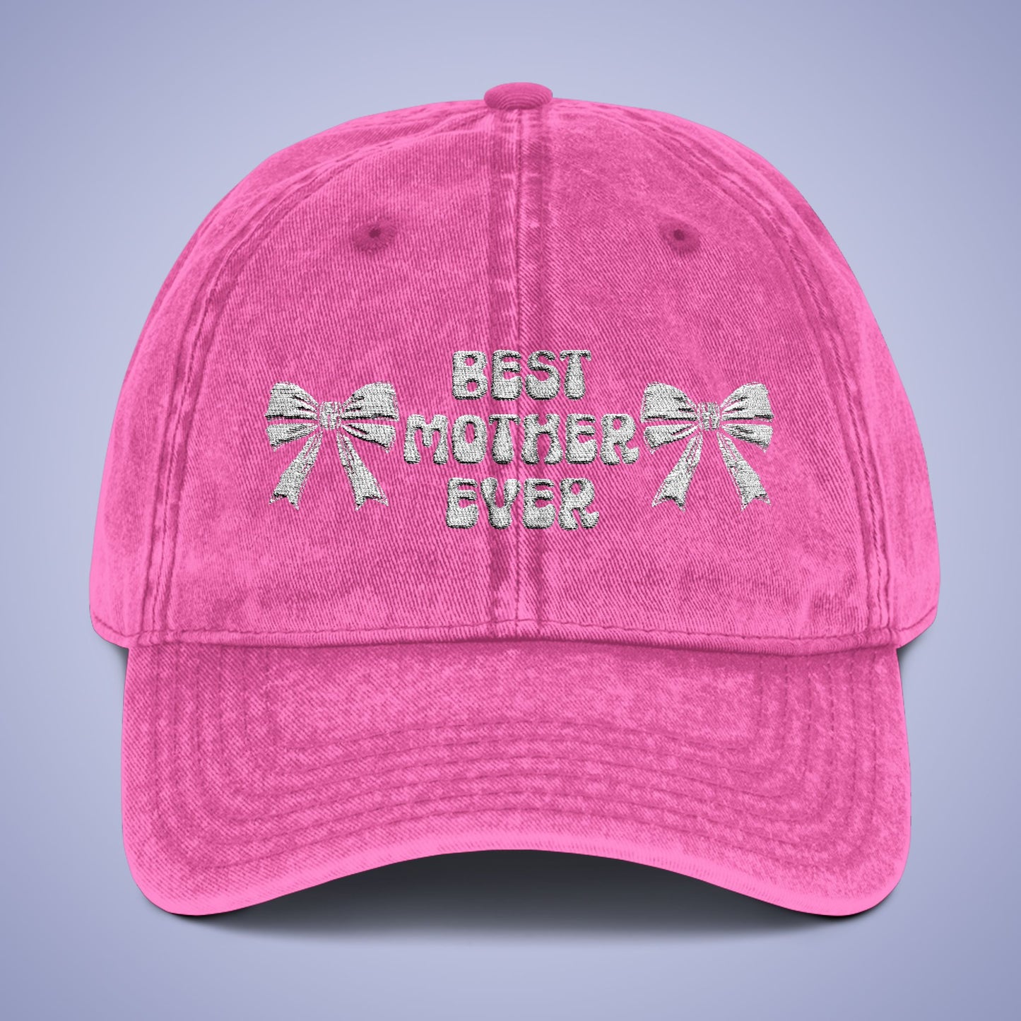 Vintage Best Mother Ever Cap Mothers Day White Embroidered Hat