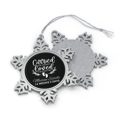 Pewter Snowflake Personalised Memorial Ornament Baby or Small Child Loss - Carried for a Moment