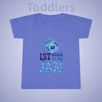 First Grade is my Jam Blueberry Kids Cotton T Shirt Back To School Toddler