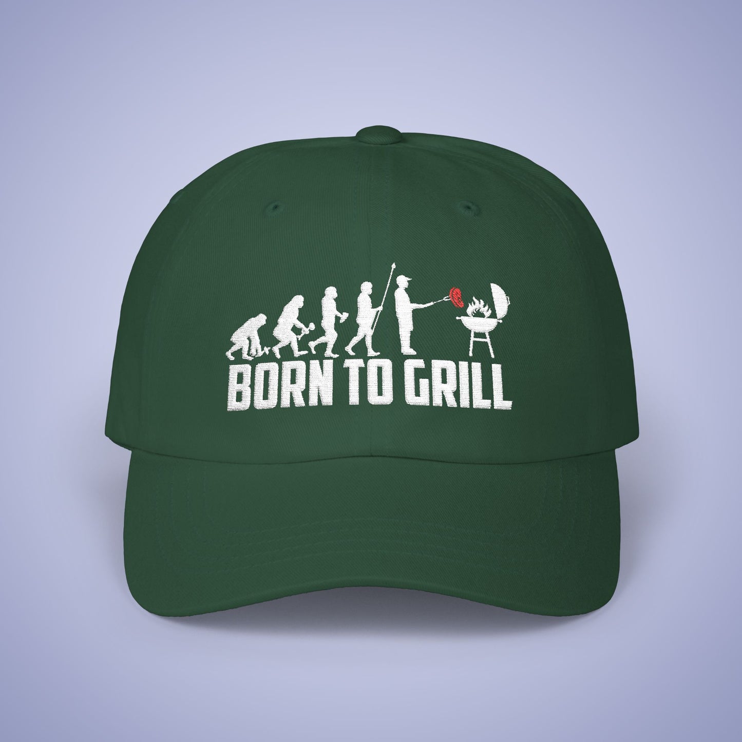 Born to Grill Embroidered Classic Dad Cap Unisex White Embroidery Gift