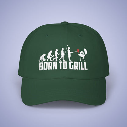 Born to Grill Embroidered Classic Dad Cap Unisex White Embroidery Gift