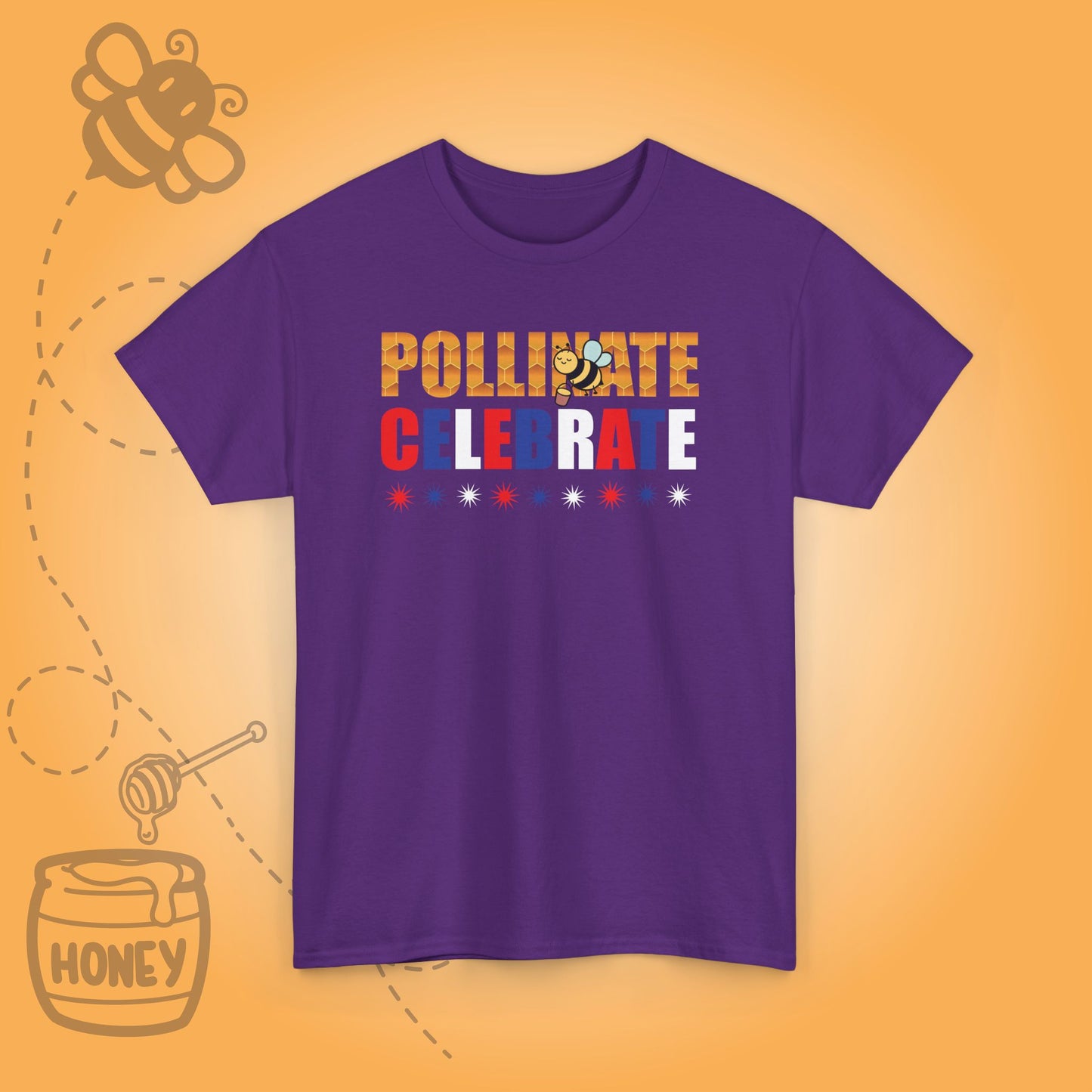 Pollinate and Celebrate Sweet As Honey Funny Bee Lover July 4th Design Unisex T Shirt