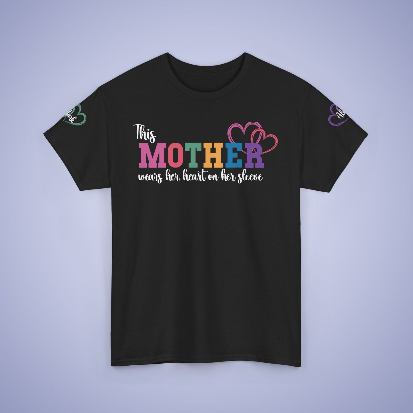 This Mother Wears Her Heart on Her Sleeve Unisex Heavy T Shirt Personalized