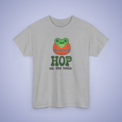 Hop on the Tools Graphic Tee Frog Lover Funny Labourer Unisex T Shirt