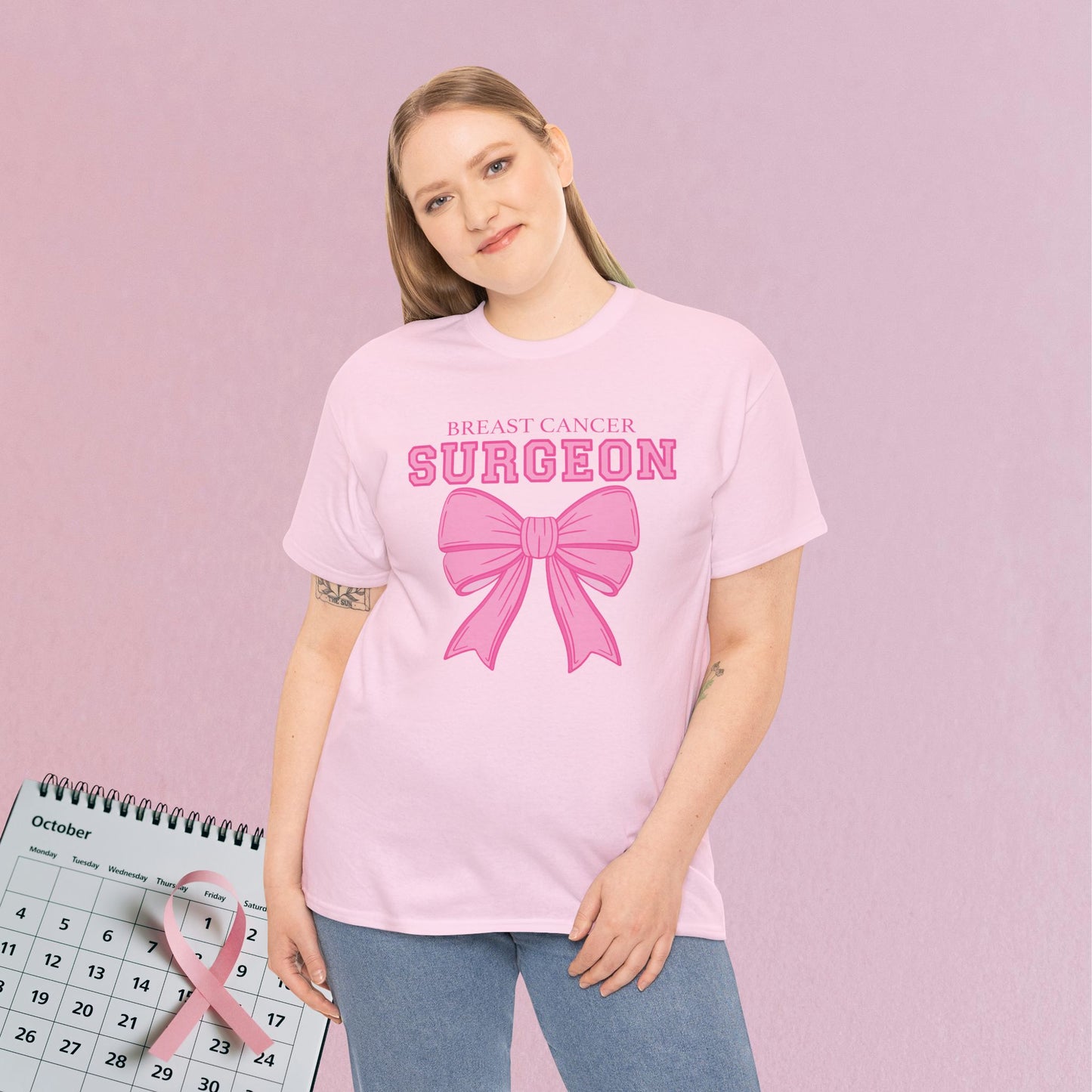 Coquette Bow Breast Cancer Surgeon Awareness & Support Doctor Nurse Unisex T Shirt