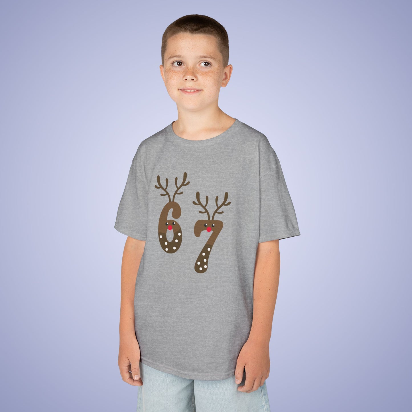 Reindeer Christmas 67 Tee Fun Trending Kids Cotton T Shirt Six Seven Youth