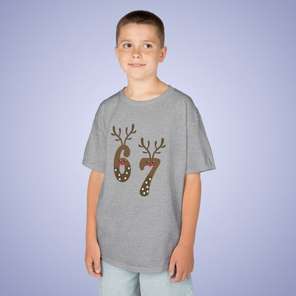 Reindeer Christmas 67 Tee Fun Trending Kids Cotton T Shirt Six Seven Youth