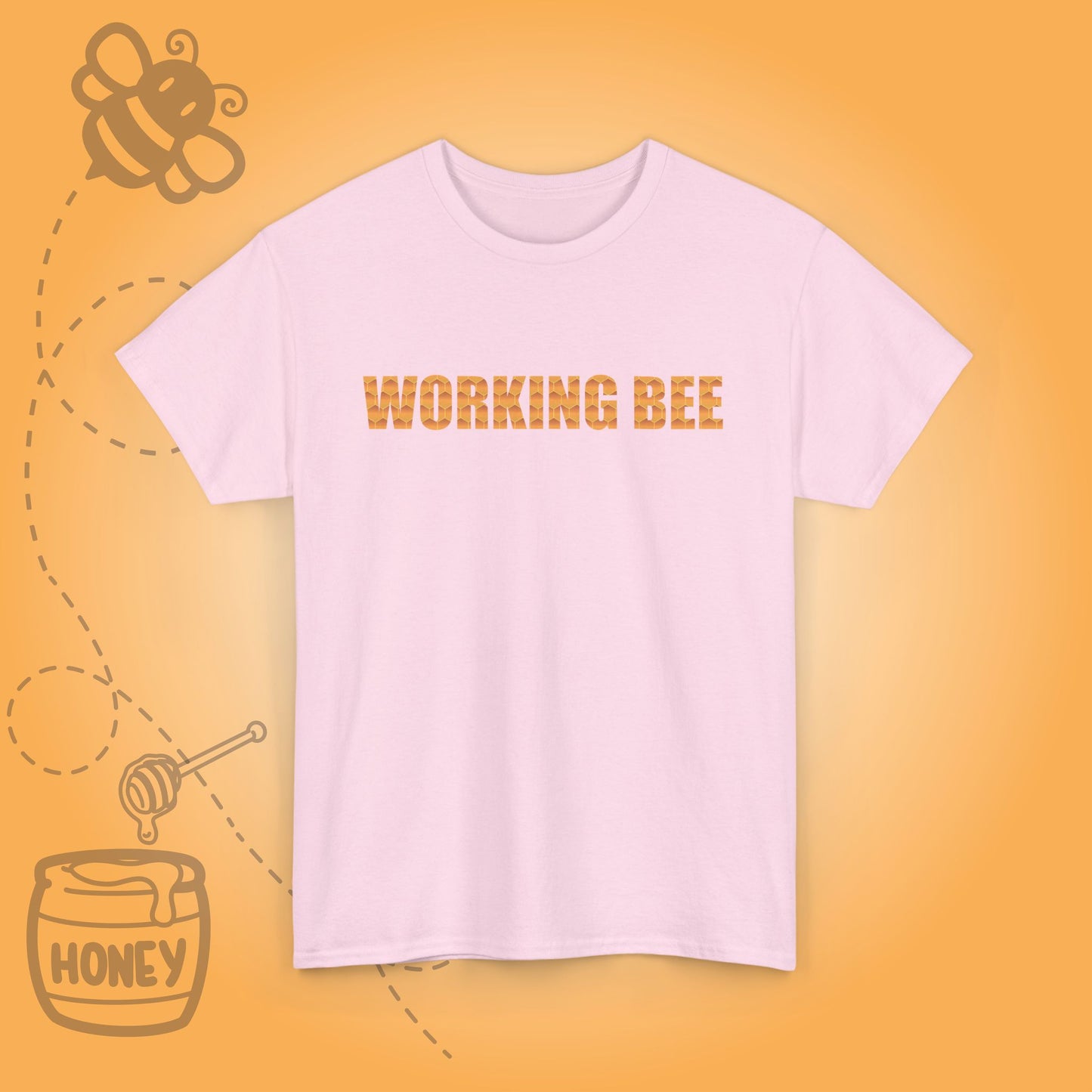 Working Bee Sweet As Honey Honeycomb Word Art Design Unisex T Shirt