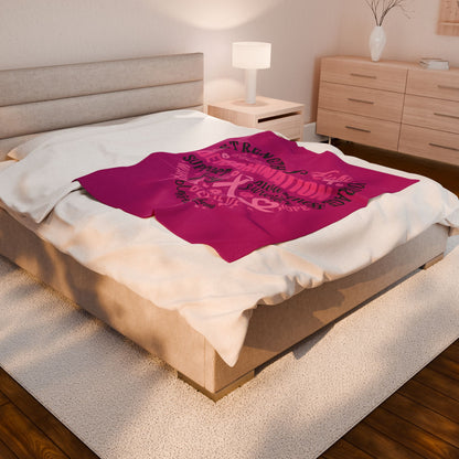 Heart Full of Fight Breast Cancer Awareness Pink Velveteen Plush Blanket 3 Sizes Chemotherapy Gift
