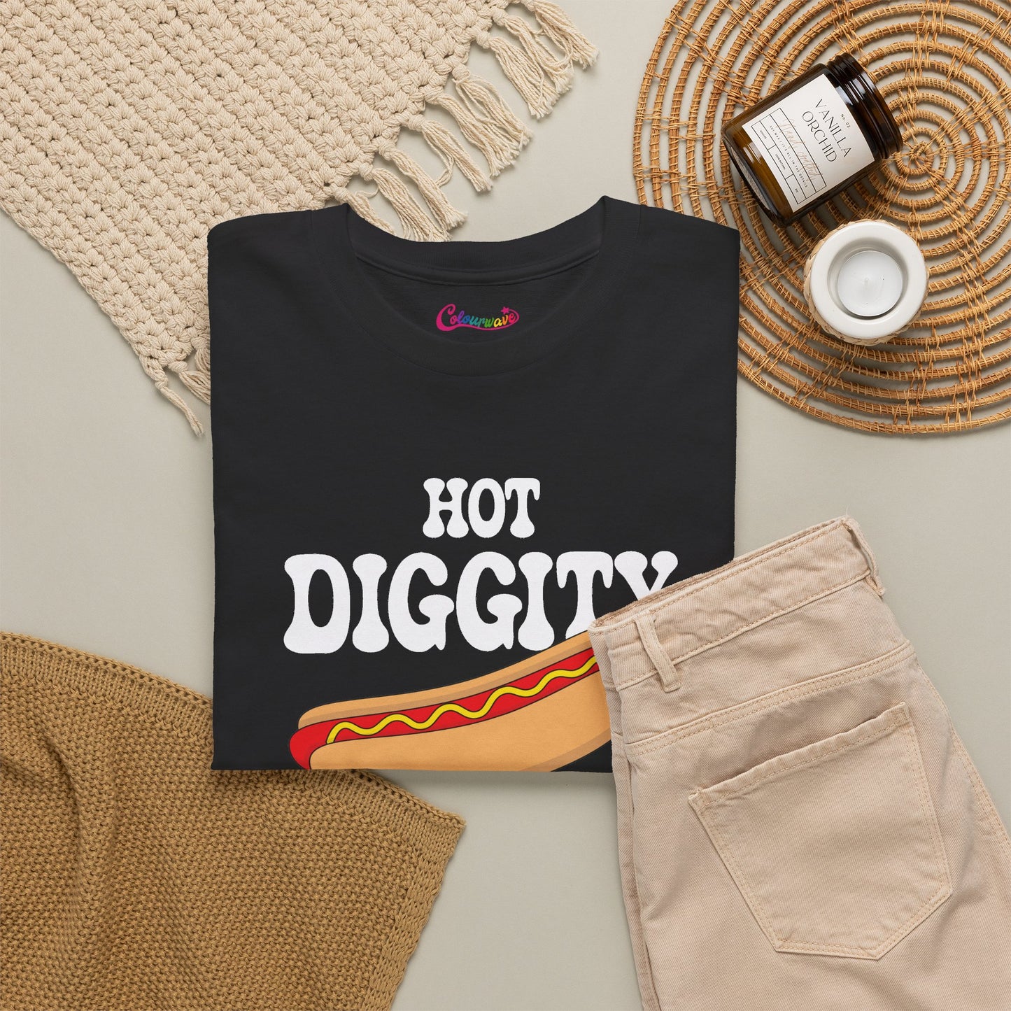 Hot Diggity Dog Funny Hot Dog T-Shirt | Hot Dog Lover Gift White