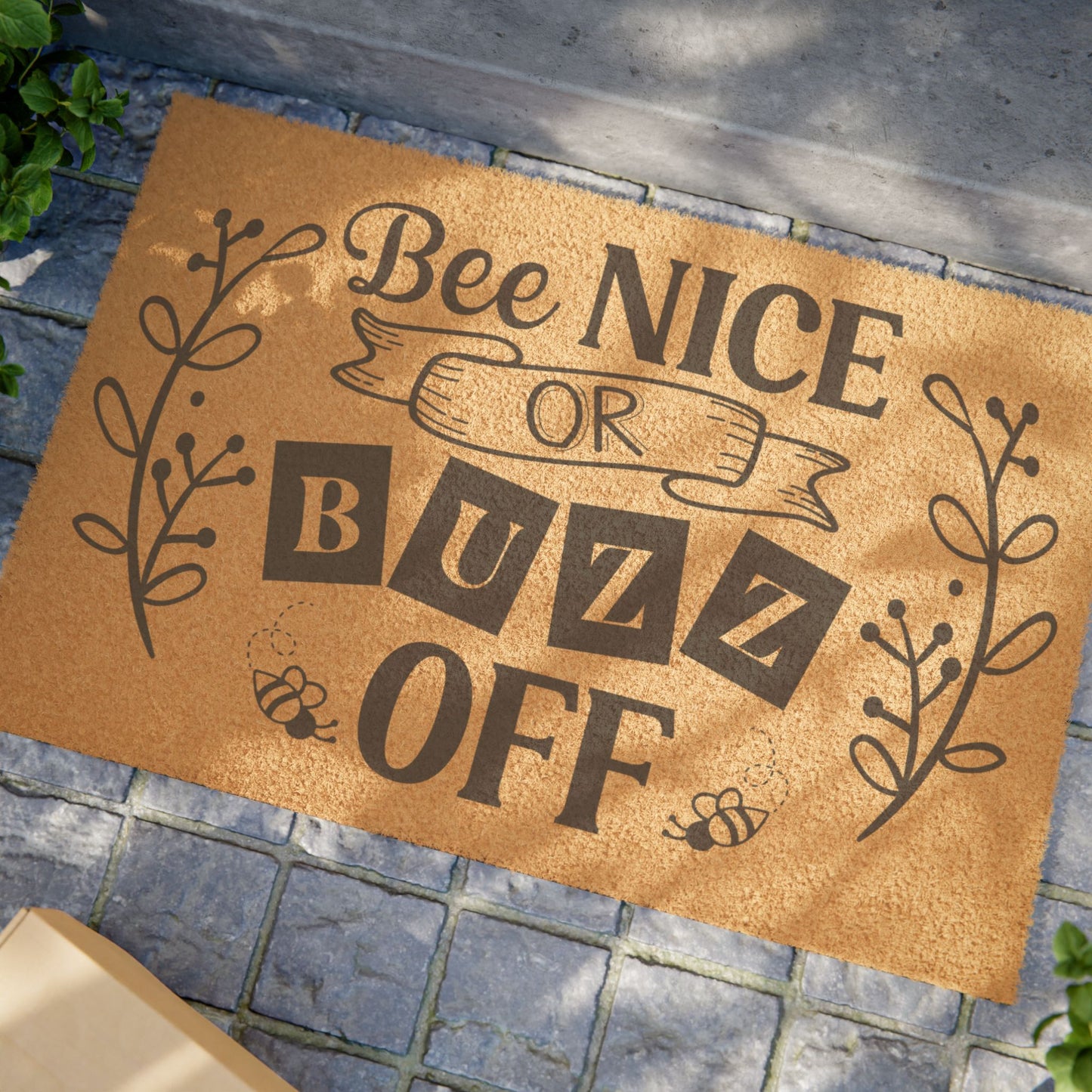 Bee Nice Or BUZZ OFF Funny Door Mat