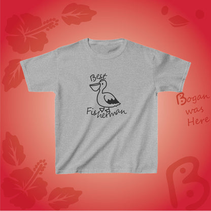 Best Fisherman Cute Pelican Bogan's Design Kids Tshirt