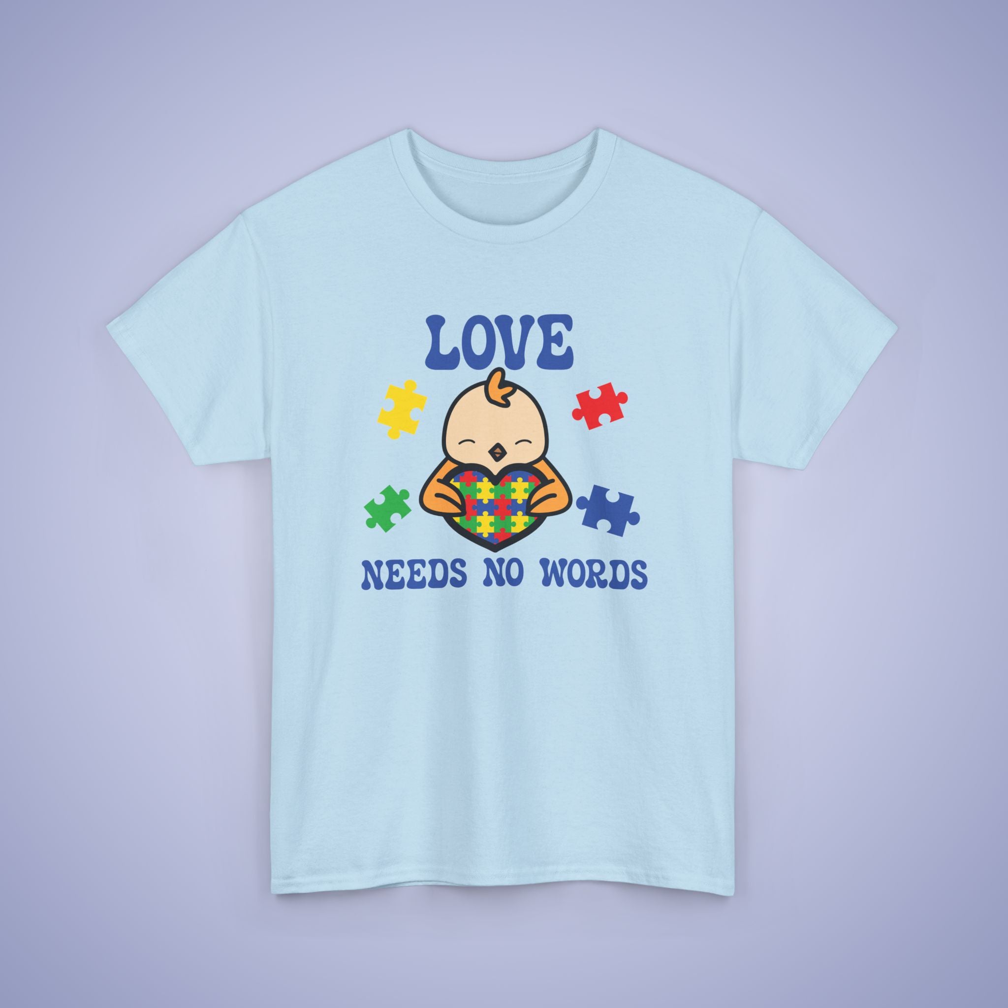 Chicken Puzzle Heart Graphic Love Needs No Words Autism Awareness Unisex T Shirt