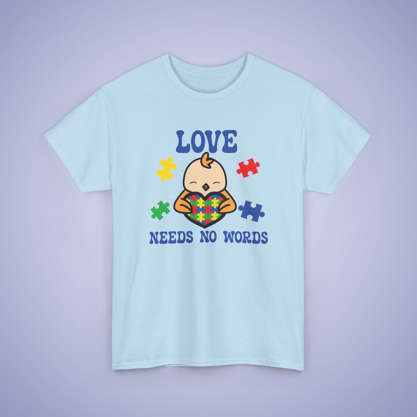 Chicken Puzzle Heart Graphic Love Needs No Words Autism Awareness Unisex T Shirt