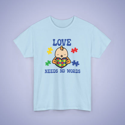 Chicken Puzzle Heart Graphic Love Needs No Words Autism Awareness Unisex T Shirt