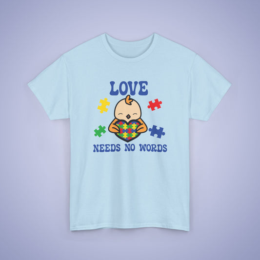 Chicken Puzzle Heart Graphic Love Needs No Words Autism Awareness Unisex T Shirt