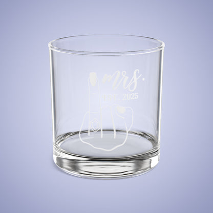 MRS Est 2025 Personalized Engagement Rocks Glass White