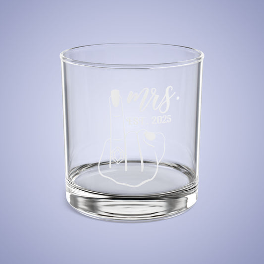 MRS Est 2025 Personalized Engagement Rocks Glass White