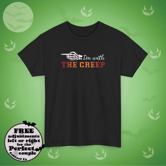 Copy of Im With THE CREEP Couple Matching T-Shirt | Skeleton Halloween Design