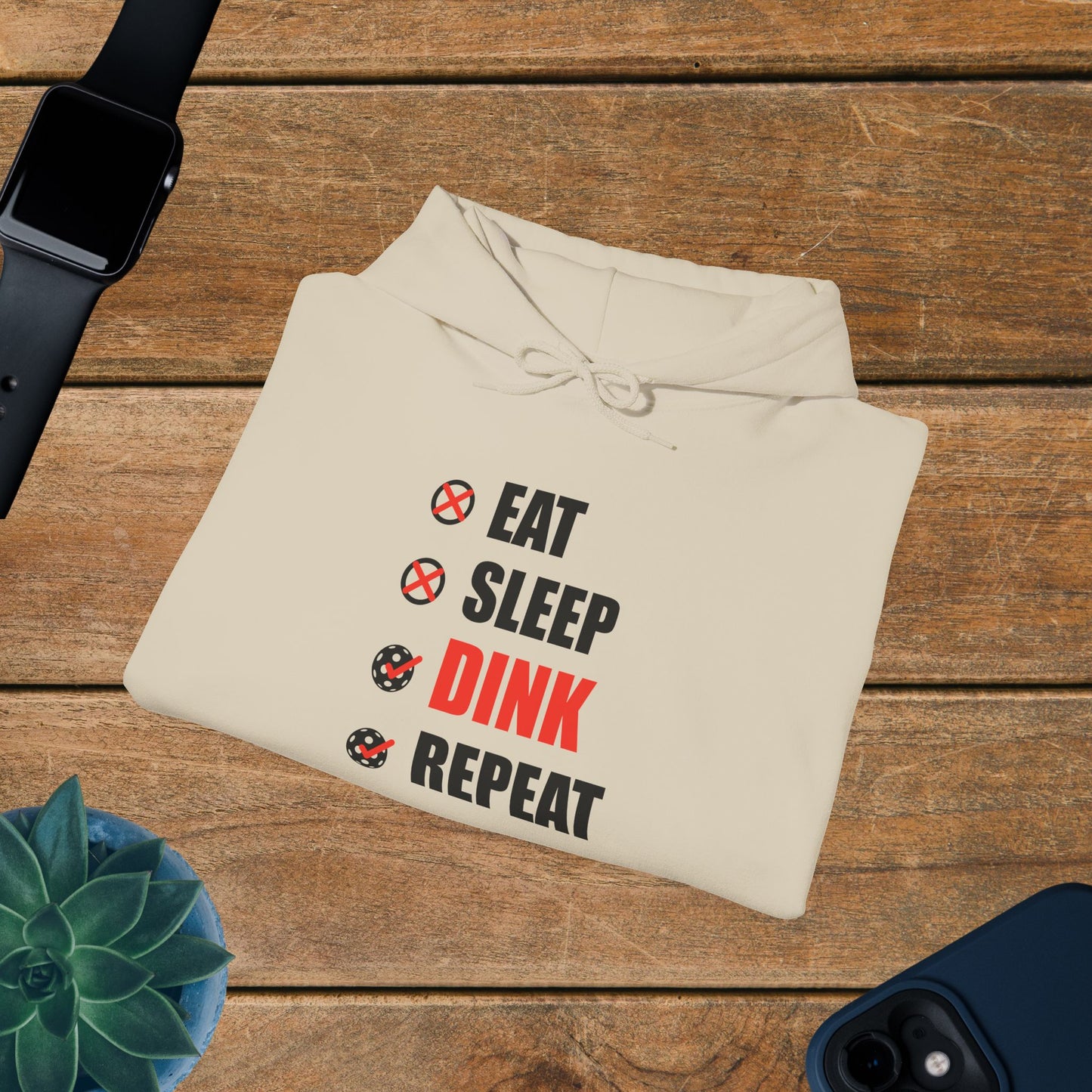 Eat Sleep Dink Repeat Pickleball Hoodie | Funny Pickleball Lover Gift Black Version