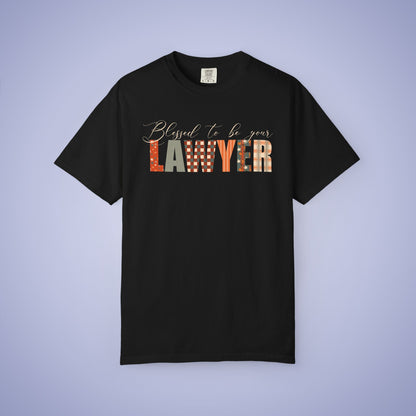 Blessed to be Your Lawyer Black Thanksgiving Patterned Word Art Comfort T Shirt Unisex